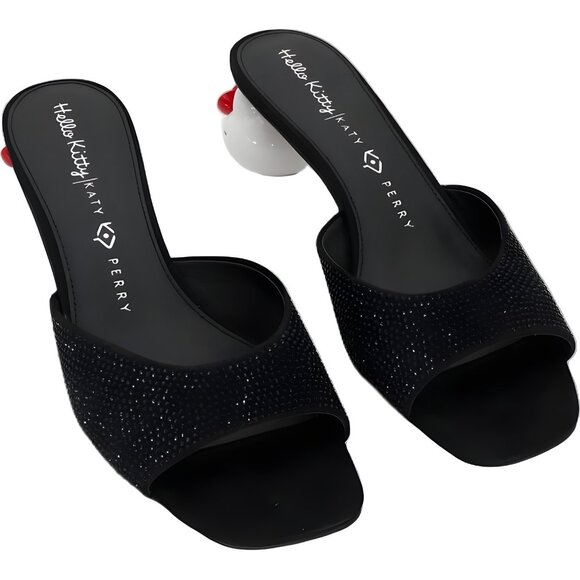 Katy Perry Collections Shoes - Hello Kitty x Katy Perry Rhinestone Heeled Slide Sandals Black Women 11M